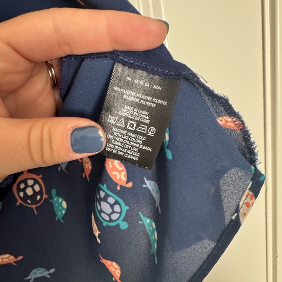 Anthropologie Maeve Sleeveless Scalloped Navy Turtle Top Size 8 - Picture 5 of 5